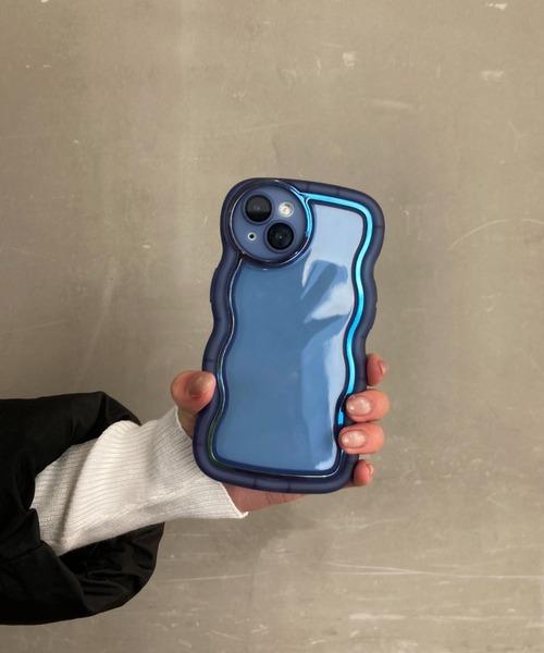 ウェーブフレーム クリア メタリック 耐衝撃 TPU素材 / スマホカバー