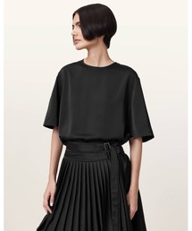 ALLSAINTS（オールセインツ）の「AMELIE SATIN RELAXED FIT T-SHIRT | AMELIE サテン リラックス フィット Tシャツ（Tシャツ/カットソー）」
