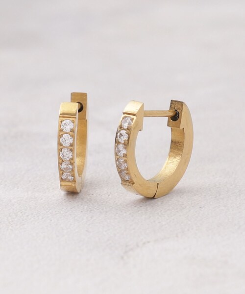 grove(グローブ)の「【ステンレス】メタルビジューフープピアス(ピアス(両耳用)・レディース・シルバー/ゴールド・00)」の1枚目の写真