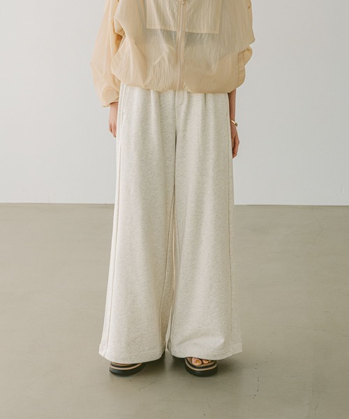 BAYFLOW（ベイフロー）の「スウェットワイドパンツ（スウェットパンツ・レディース・オートミール/チャコール/杢グレー・FREE）」の3枚目の写真