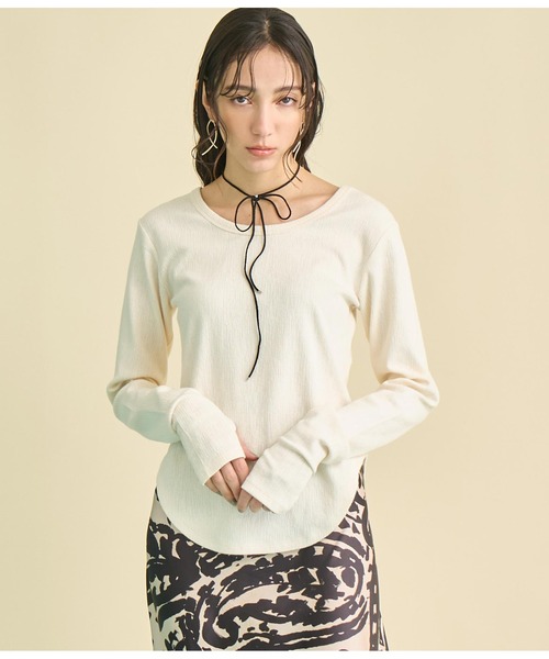 Settimissimo（セッティミッシモ）の「バックオープン ホックデザイン プルオーバー（Tシャツ/カットソー・レディース・ブラック/アイボリー・FREE）」の11枚目の写真