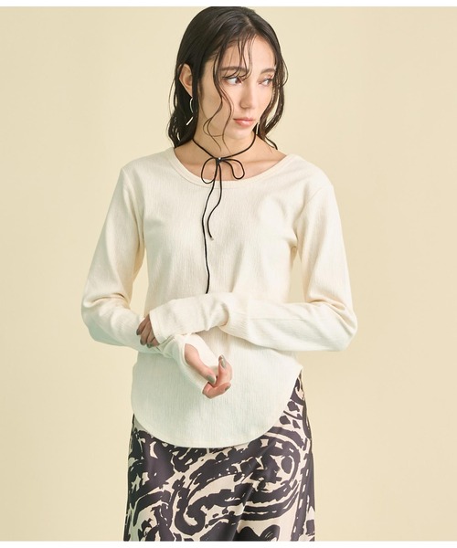 Settimissimo（セッティミッシモ）の「バックオープン ホックデザイン プルオーバー（Tシャツ/カットソー・レディース・ブラック/アイボリー・FREE）」の12枚目の写真