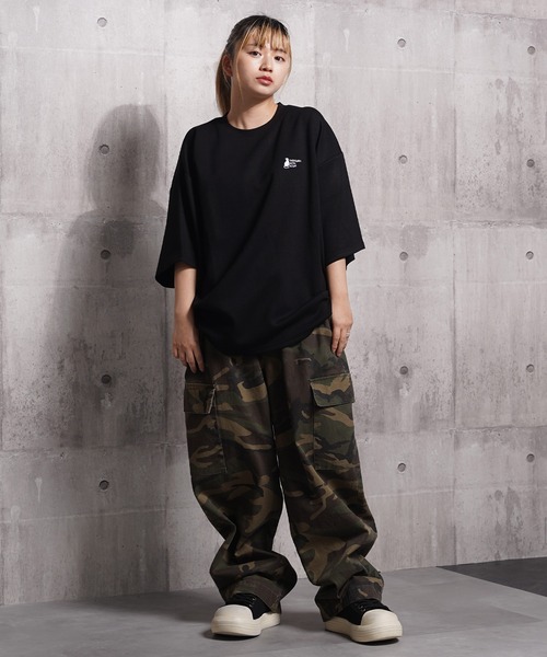 STONE  カモフラージュカーゴパンツ ストーンウォッシュ 迷彩ワイドカーゴパンツ / Stonewashed Camouflage