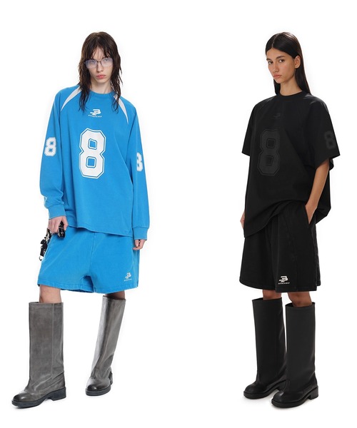 MASONPRINCE（メイソンプリンス）の「ルーズフィット シンプルロゴ スウェットショーツ DK3115【MASONPRINCE】（スウェットパンツ・メンズ・ライトブルー/ブラック・L/M/S）」の3枚目の写真