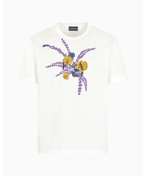 EMPORIO ARMANI(エンポリオアルマーニ)の「【エンポリオ アルマーニ】Tシャツ ジャージー ラベンダー刺繍(Tシャツ/カットソー・メンズ・ホワイト・MEDIUM/XX-LARGE/X-SMALL/X-LARGE/SMALL/LARGE/XXX-LARGE/XX-SMALL)」の6枚目の写真