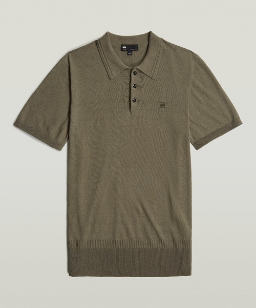 G-STAR(ジースター)の「KNITTED POLO/ワンポイントリネンニットポロ(ポロシャツ・メンズ・ブラウン系その他・LARGE/MEDIUM/SMALL/X-LARGE/X-SMALL)」の4枚目の写真