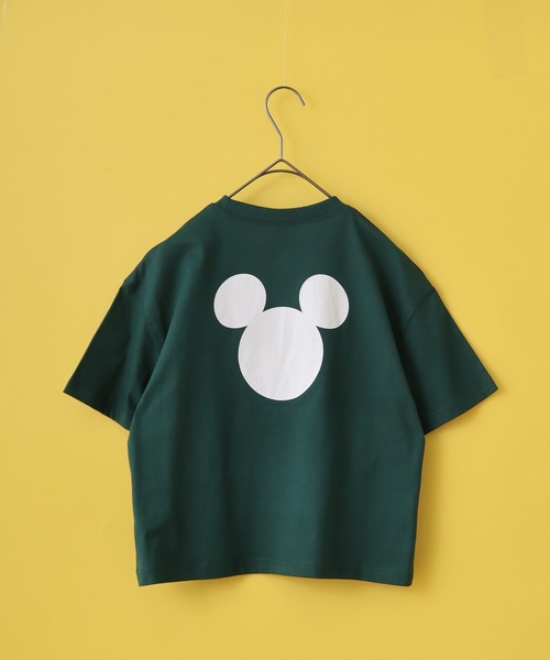 MICKEY MOUSE(ミッキーマウス)の「MICKEY MOUSE ミッキーマウス オーバー半袖Tシャツ KIDS(Tシャツ/カットソー・キッズ・ブラック/ダークグリーン/オフホワイト/杢グレー/オレンジ/チャコール・110/120/130/140/150/160)」の1枚目の写真