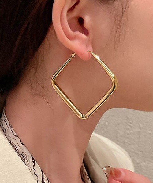 セール】スクエアフープビックピアス（ピアス（両耳用