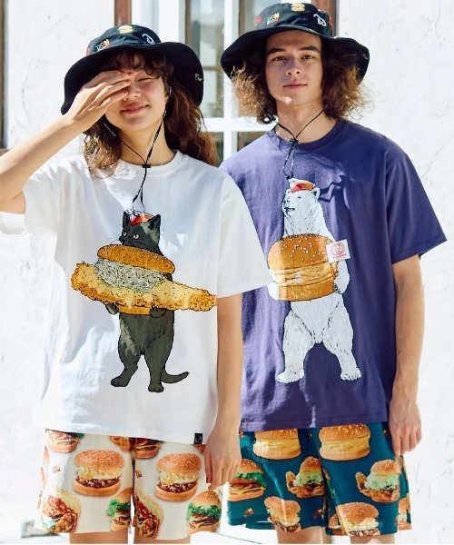 go slow caravan（ゴースローキャラバン）の「DOMDOM × gsc びたびたバターフィッシュ猫TEE（Tシャツ/カットソー・メンズ・ブルー/ホワイト・X-LARGE/LARGE/MEDIUM）」の12枚目の写真