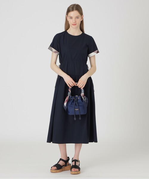 BLUE LABEL CRESTBRIDGE スカーフプリーツスカート ネイビー ブルーレーベルクレストブリッジ BLUE LABEL CRESTBRIDGE ガーゼ