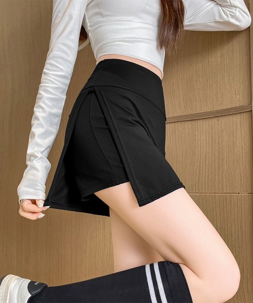 Miniministore(ミニミニストア)の「スリット入りキュロットスカート 露出防止ショートパンツショーパン短パン(その他パンツ・レディース・ブラック/グレー・L/S/XL/M)」の3枚目の写真
