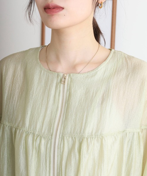 Anna Nicola(アンナニコラ)の「Anna Nicola ギャザーデザインシアーブルゾン 長袖(ブルゾン・レディース・ライトグリーン/ベージュ/ネイビー・38)」の19枚目の写真