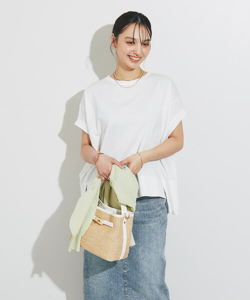 un dix cors（アンディコール）の「《着回し力抜群》シルケットワイドTシャツ（Tシャツ/カットソー・レディース・チャコールグレー/ブラック/オフホワイト・FREE）」の5枚目の写真