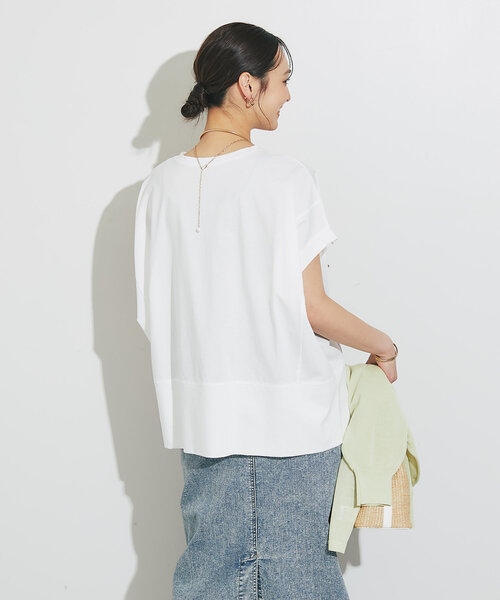 un dix cors（アンディコール）の「《着回し力抜群》シルケットワイドTシャツ（Tシャツ/カットソー・レディース・チャコールグレー/ブラック/オフホワイト・FREE）」の7枚目の写真