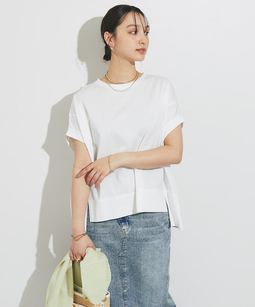 un dix cors（アンディコール）の「《着回し力抜群》シルケットワイドTシャツ（Tシャツ/カットソー・レディース・チャコールグレー/ブラック/オフホワイト・FREE）」の8枚目の写真