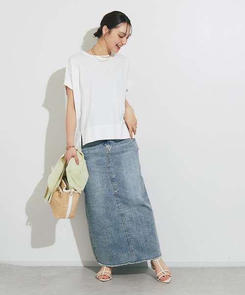 un dix cors（アンディコール）の「《着回し力抜群》シルケットワイドTシャツ（Tシャツ/カットソー・レディース・チャコールグレー/ブラック/オフホワイト・FREE）」の9枚目の写真