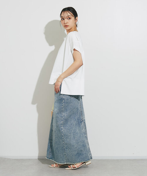 un dix cors（アンディコール）の「《着回し力抜群》シルケットワイドTシャツ（Tシャツ/カットソー・レディース・チャコールグレー/ブラック/オフホワイト・FREE）」の10枚目の写真