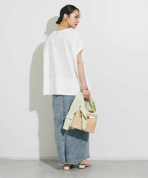 un dix cors（アンディコール）の「《着回し力抜群》シルケットワイドTシャツ（Tシャツ/カットソー・レディース・チャコールグレー/ブラック/オフホワイト・FREE）」の11枚目の写真