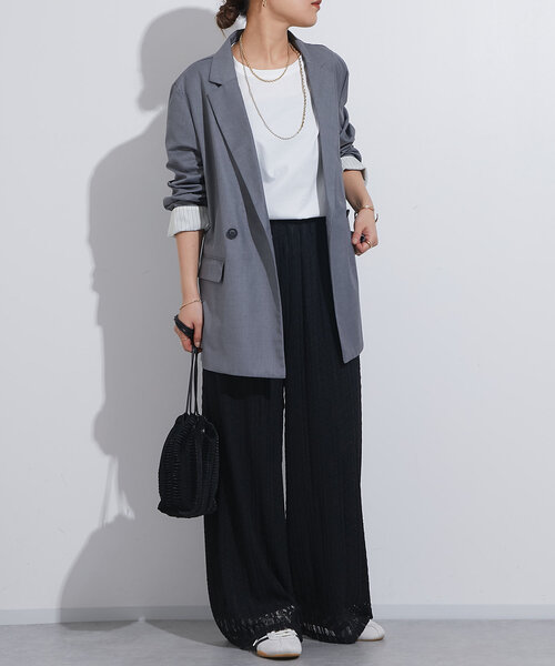 un dix cors（アンディコール）の「《着回し力抜群》シルケットワイドTシャツ（Tシャツ/カットソー・レディース・チャコールグレー/ブラック/オフホワイト・FREE）」の16枚目の写真