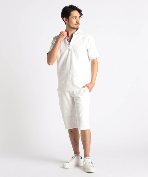 NICOLE CLUB FOR MEN(ニコルクラブフォーメン)の「【25モデルEC限定再販売】エンボスクラック柄スキッパーポロシャツ(ポロシャツ・メンズ・ブラック系1/ブラック系2/ホワイト系1/ホワイト系2・MEDIUM/LARGE/X-LARGE/XX-LARGE)」の5枚目の写真
