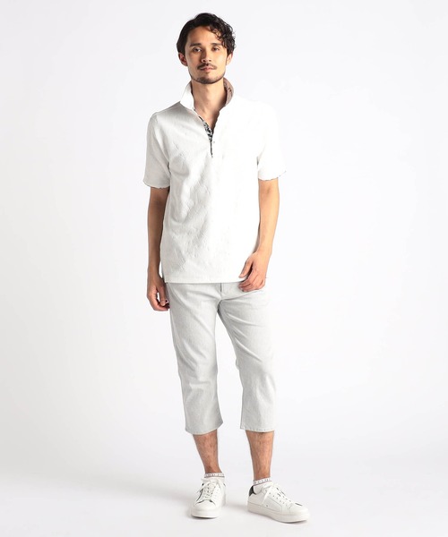 NICOLE CLUB FOR MEN(ニコルクラブフォーメン)の「【25モデルEC限定再販売】エンボスクラック柄スキッパーポロシャツ(ポロシャツ・メンズ・ブラック系1/ブラック系2/ホワイト系1/ホワイト系2・MEDIUM/LARGE/X-LARGE/XX-LARGE)」の7枚目の写真