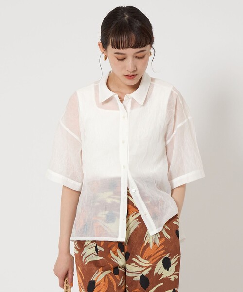 【タグ付き】green label relaxing シアーシャツ green label relaxing ブラウス シャツ エアリー シアー