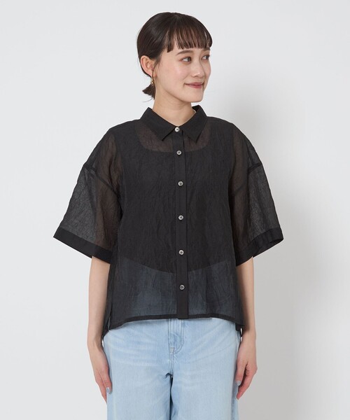 【タグ付き】green label relaxing シアーシャツ green label relaxing ブラウス シャツ エアリー シアー