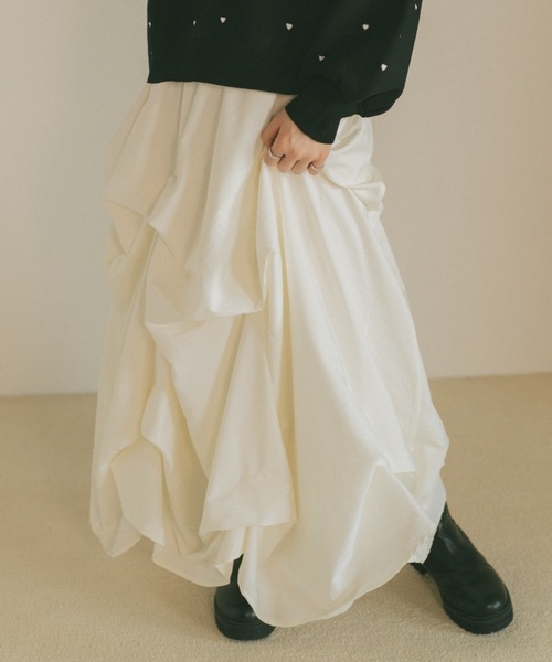 VANNIE U(ヴァニーユー)の「タックデザインスカート/SMサイズ展開(スカート・レディース・アイボリー/ブラック/グレー/ブラック系その他/ホワイト系その他・S/M)」の17枚目の写真