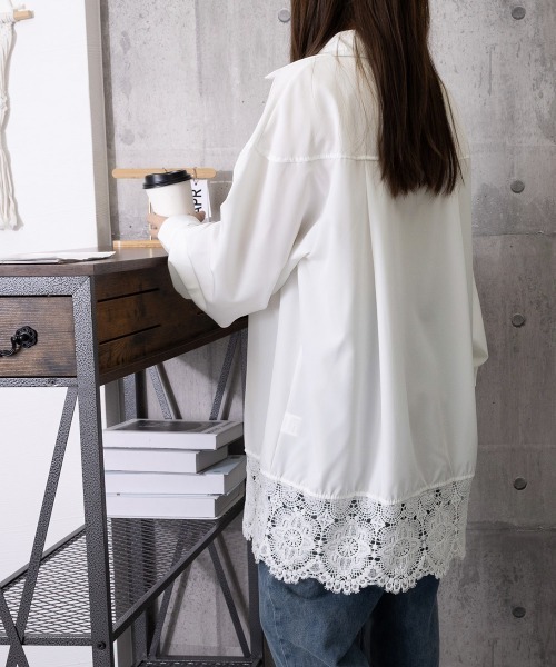 Miniministore（ミニミニストア）の「レース切替シャツブラウス長袖シャツ韓国風（シャツ/ブラウス・レディース・ホワイト・FREE）」の21枚目の写真