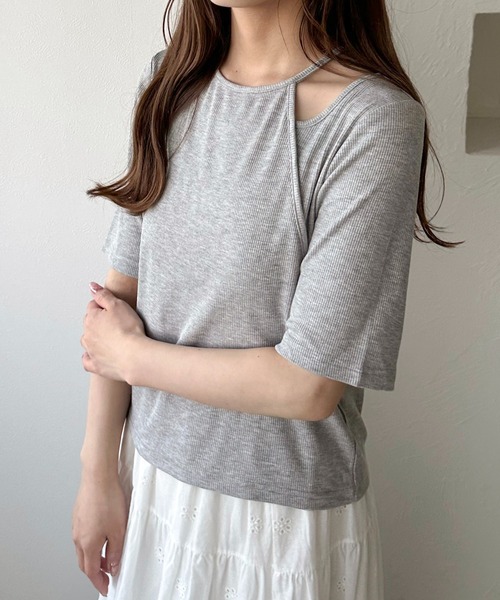apres jour clair(アプレジュールクレア)の「【apres jour clair】アメスリリブトップス(Tシャツ/カットソー・レディース・アイボリー/イエロー/杢グレー・フリー/X-LARGE)」の2枚目の写真