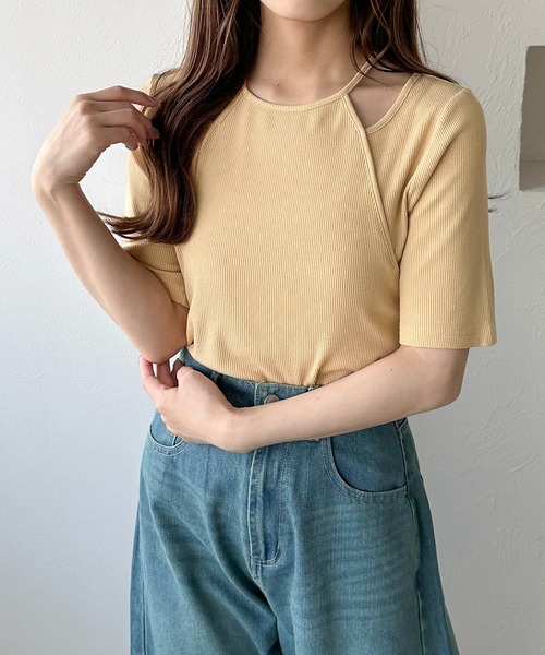apres jour clair(アプレジュールクレア)の「【apres jour clair】アメスリリブトップス(Tシャツ/カットソー・レディース・アイボリー/イエロー/杢グレー・フリー/X-LARGE)」の3枚目の写真