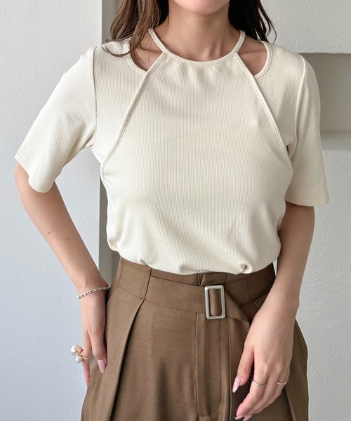 apres jour clair(アプレジュールクレア)の「【apres jour clair】アメスリリブトップス(Tシャツ/カットソー・レディース・アイボリー/イエロー/杢グレー・フリー/X-LARGE)」の13枚目の写真