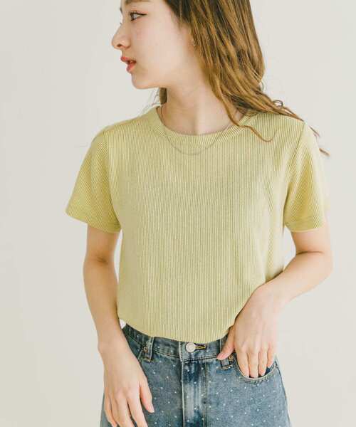 ITEMS URBANRESEARCH(アイテムズ アーバンリサーチ)の「チビテレコTシャツ(Tシャツ/カットソー・レディース・チャコールグレー/グリーン/ホワイト・FREE)」の1枚目の写真