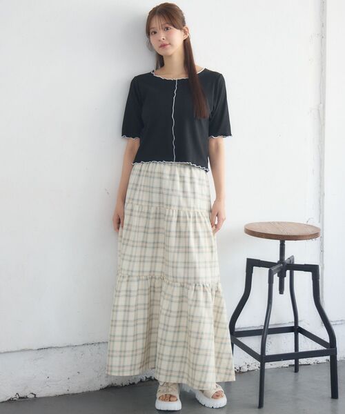 RETRO GIRL（レトロガール）の「切替フレアSK（スカート・レディース・オフホワイト/ブラック系その他2/グリーン系その他2・FREE）」の18枚目の写真