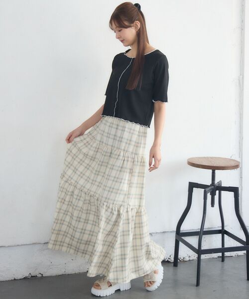 RETRO GIRL（レトロガール）の「切替フレアSK（スカート・レディース・オフホワイト/ブラック系その他2/グリーン系その他2・FREE）」の17枚目の写真