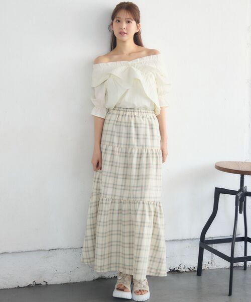 RETRO GIRL（レトロガール）の「切替フレアSK（スカート・レディース・オフホワイト/ブラック系その他2/グリーン系その他2・FREE）」の10枚目の写真