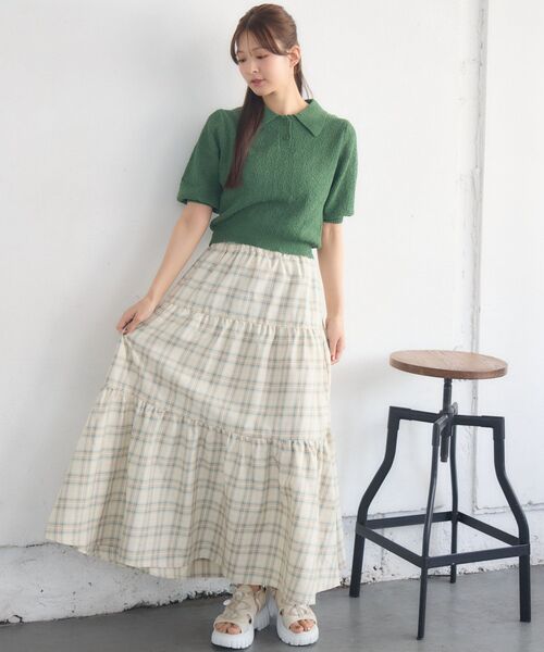 RETRO GIRL（レトロガール）の「切替フレアSK（スカート・レディース・オフホワイト/ブラック系その他2/グリーン系その他2・FREE）」の9枚目の写真
