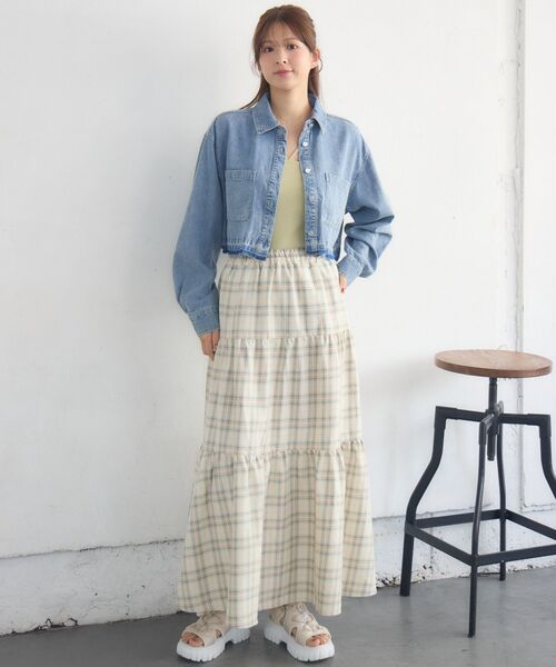 RETRO GIRL（レトロガール）の「切替フレアSK（スカート・レディース・オフホワイト/ブラック系その他2/グリーン系その他2・FREE）」の8枚目の写真