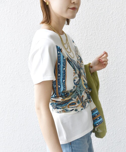 WEB限定】〈手洗い可能〉スカーフ コンビ TEE（Tシャツ