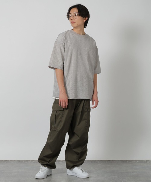 LAKOLE(ラコレ)の「レースデザイン半袖T / 324735(Tシャツ/カットソー・メンズ・オフホワイト/サンドグレー/ブラック・LARGE/MEDIUM)」の9枚目の写真