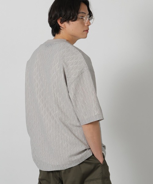 LAKOLE(ラコレ)の「レースデザイン半袖T / 324735(Tシャツ/カットソー・メンズ・オフホワイト/サンドグレー/ブラック・LARGE/MEDIUM)」の8枚目の写真