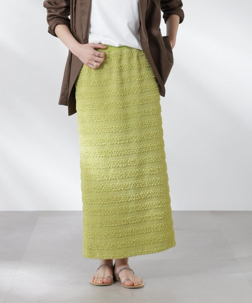 NANO universe（ナノユニバース）の「フクレボーダースカート（スカート・レディース・ブラック/ブラウン/ライム・S/M）」の3枚目の写真