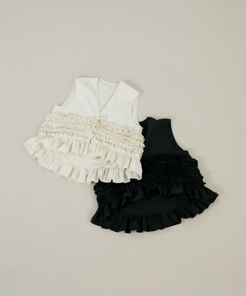 LAATO(ラート)の「frill no sleeve blouse(シャツ/ブラウス・レディース・オフホワイト/ブラック・FREE)」の14枚目の写真