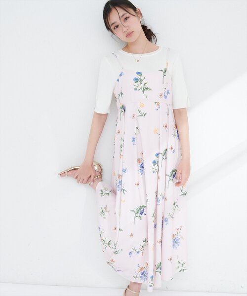 natural couture ガーデンフラワー柄フレアキャミワンピース natural couture ワンピース ガーデンフラワー柄フレアキャミ