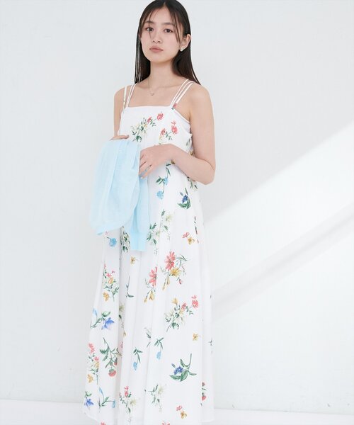 natural couture ガーデンフラワー柄フレアキャミワンピース natural couture｜ガーデンフラワー柄フレアキャミワンピース
