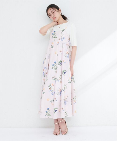natural couture(ナチュラルクチュール)の「ガーデンフラワー柄フレアキャミワンピース(ワンピース・レディース・ピンク/ブラック/オフホワイト・FREE)」の19枚目の写真