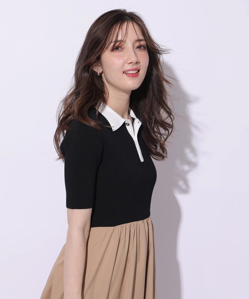 Apuweiser-riche ドッキングニットワンピース WEB LIMITED］襟ドッキングニットワンピース | ワンピース