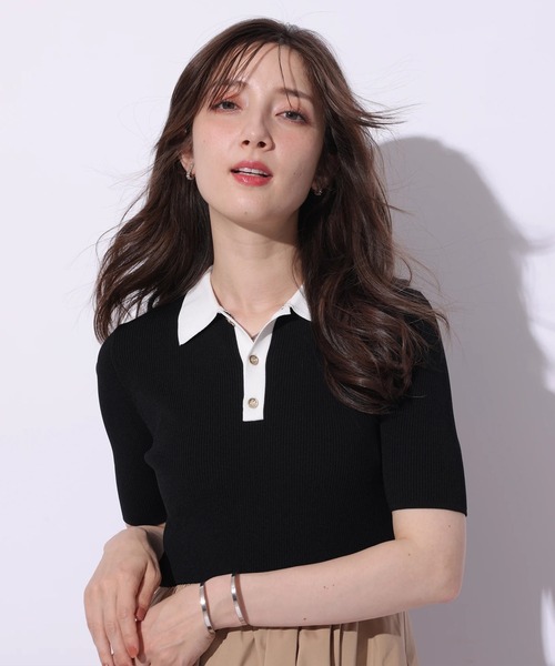 Apuweiser-riche（アプワイザーリッシェ）の「襟ドッキングニットワンピース（ワンピース・レディース・ブラック系その他/ネイビー/ピンク/ブルー系その他2・1/2）」の8枚目の写真