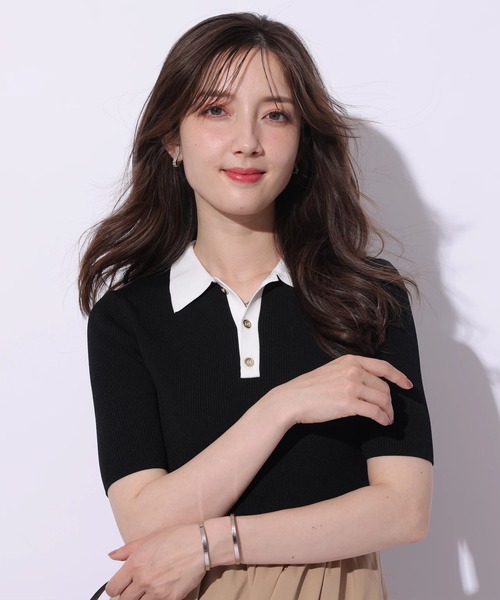 Apuweiser-riche（アプワイザーリッシェ）の「襟ドッキングニットワンピース（ワンピース・レディース・ブラック系その他/ネイビー/ピンク/ブルー系その他2・1/2）」の9枚目の写真