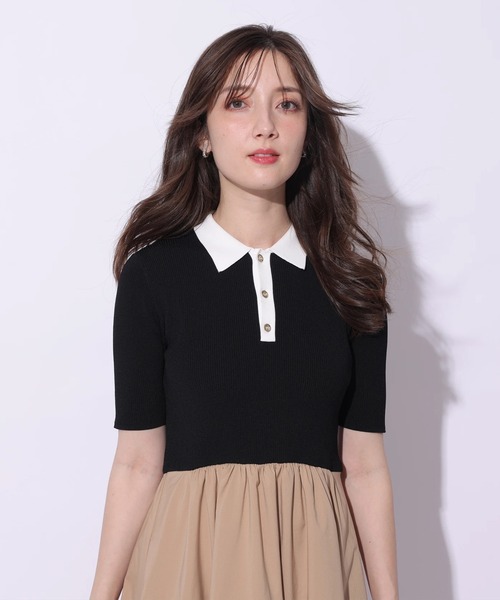 Apuweiser-riche（アプワイザーリッシェ）の「襟ドッキングニットワンピース（ワンピース・レディース・ブラック系その他/ネイビー/ピンク/ブルー系その他2・1/2）」の12枚目の写真